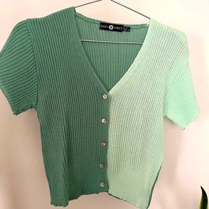 two toned knit crop top